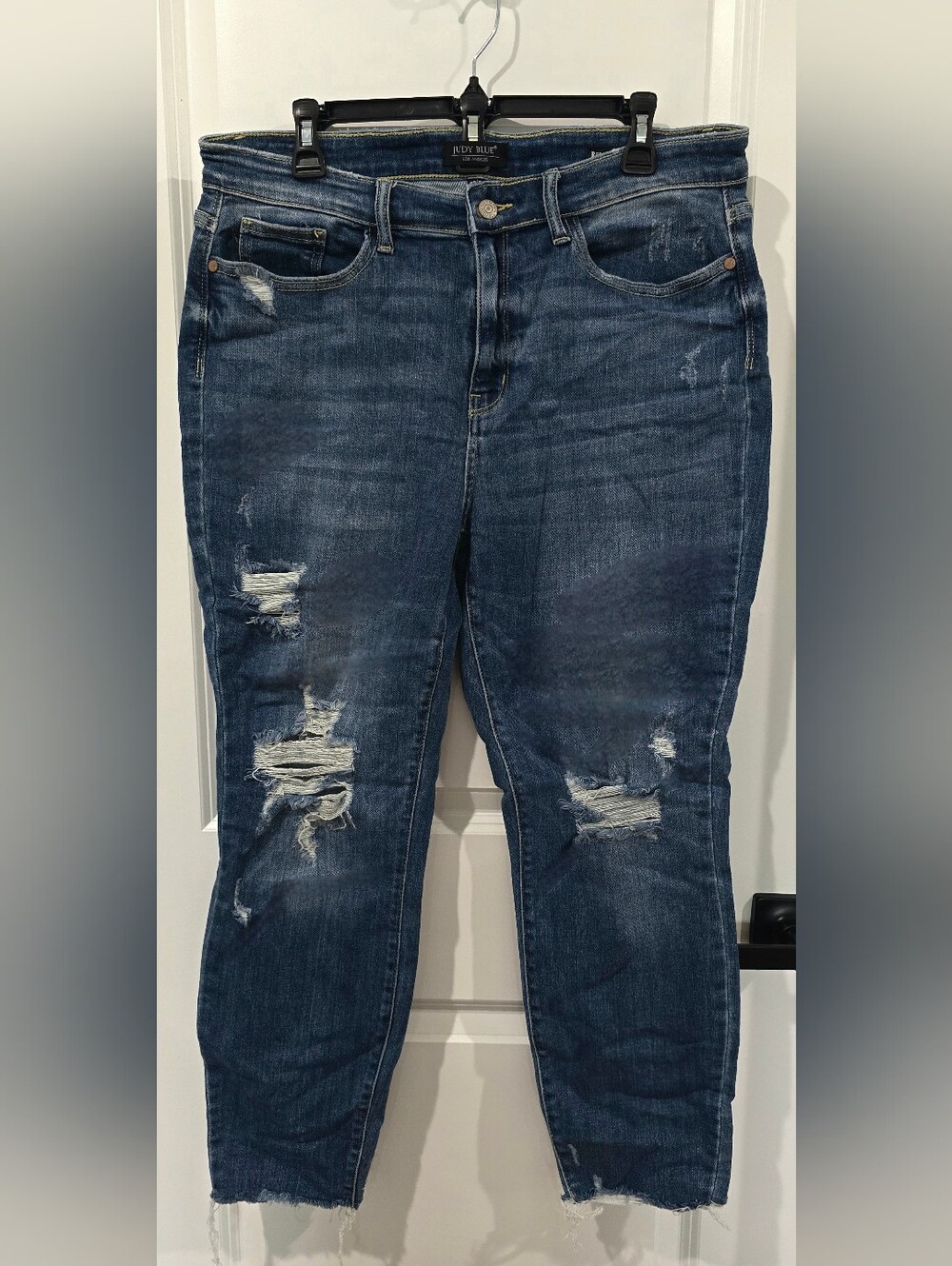 Judy Blue Dark Blue Relaxed Fit Distressed Women’s Jeans